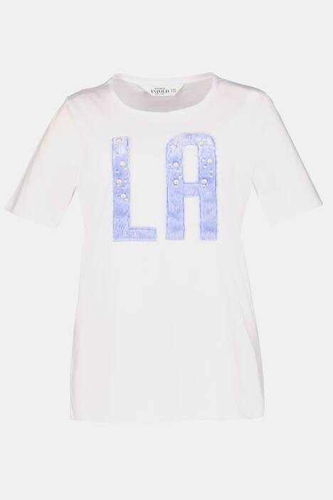 Shirt, 'LA' aus weichem Webpelz mit Perlen, Halbarm