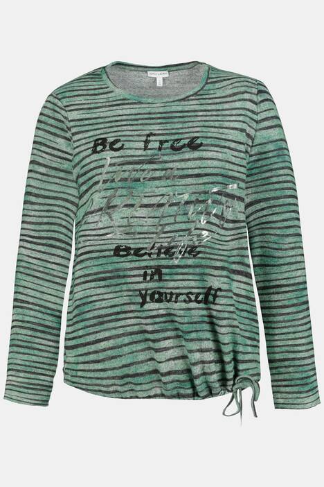 Sweatshirt, Ringel, Schriftmotiv, Saum-Tunnelzug