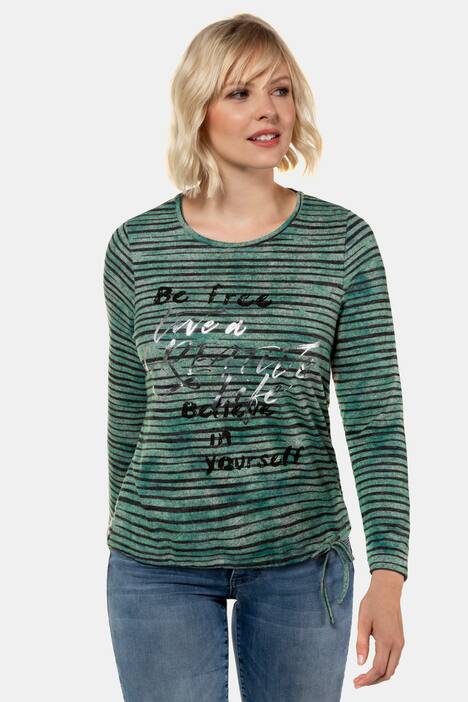 Sweatshirt, Ringel, Schriftmotiv, Saum-Tunnelzug