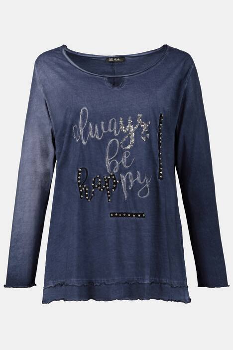 Shirt, Schriftmotiv, Classic, Spitzensaum, oil dyed