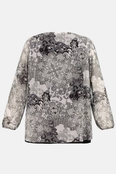 Bluse, Chiffon-Oberlage, Oversized, Jerseytop