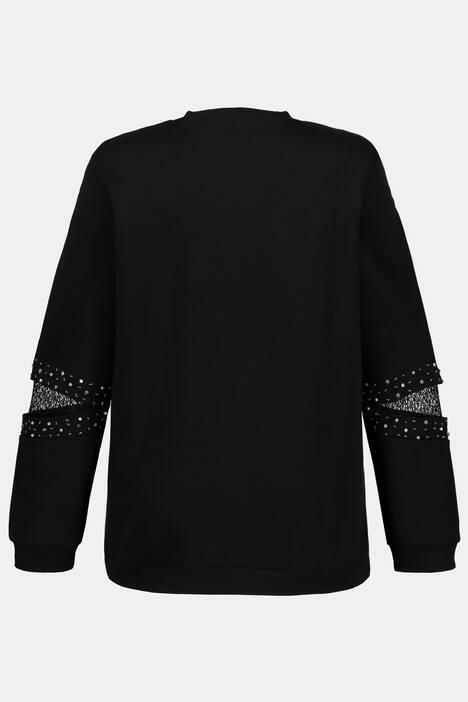 Sweatshirt, Spitzeneinsätze, Perlen, Langarm