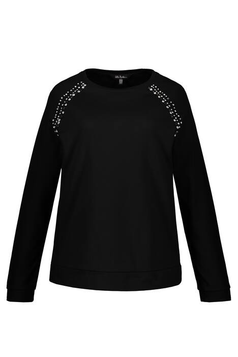 Rhinestone Accent Raglan Sleeve Cotton Sweatshirt