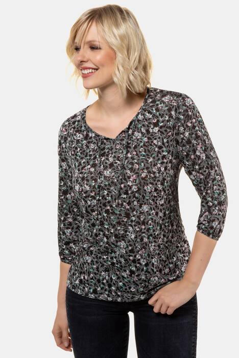 Shirt, geblümter Ausbrennerjersey, 3/4-Ärmel