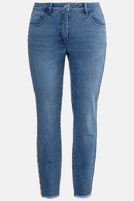 Skinny, Jeans, gemusterter Galonstreifen, 5-Pocket