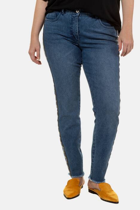 Skinny, Jeans, gemusterter Galonstreifen, 5-Pocket