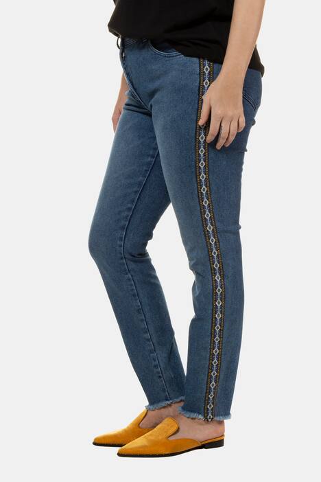 Skinny, Jeans, gemusterter Galonstreifen, 5-Pocket