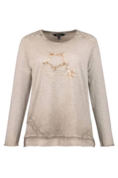 Sequin Stars Cold Dye Long Sleeve Cotton Knit Tee