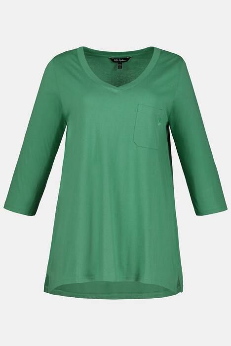 Shirt, V-Ausschnitt, A-Linie, Stickerei, 3/4-Arm