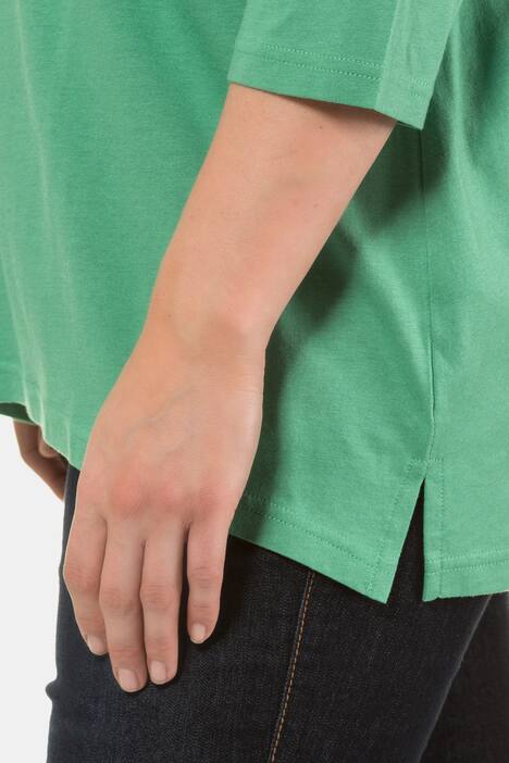 Shirt, V-Ausschnitt, A-Linie, Stickerei, 3/4-Arm