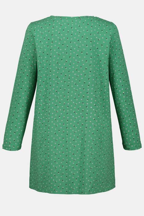 Longshirt, Blütenmuster, A-Linie, V-Ausschnitt, Falten