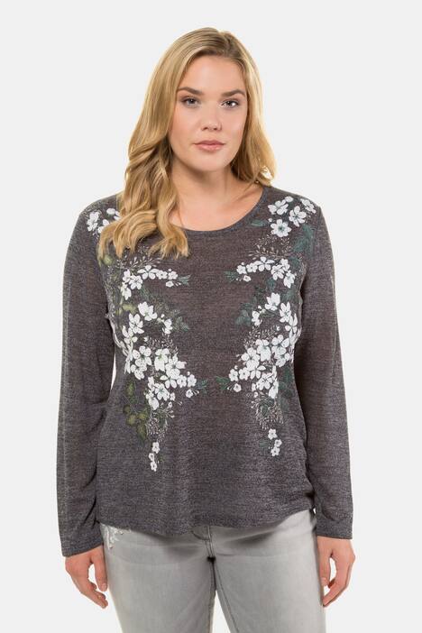 Pullover, Blütendruck, Regular, weicher Feinstrick