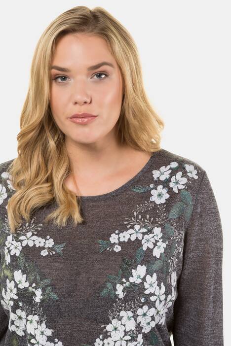 Pullover, Blütendruck, Regular, weicher Feinstrick
