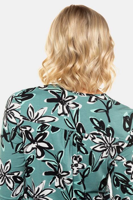 Shirt, Blütenmuster, elastischer Saum, 3/4-Arm