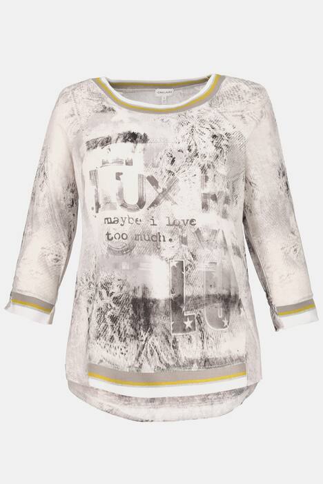 Shirt, Materialmix, Streifenbündchen, 3/4-Ärmel