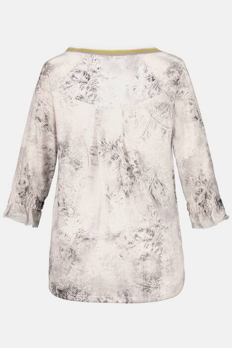 Shirt, Materialmix, Streifenbündchen, 3/4-Ärmel