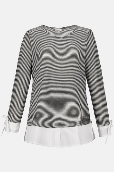 Pullover, Rippstrick, Lagenoptik, Ärmel-Bindeband