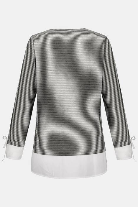 Pullover, Rippstrick, Lagenoptik, Ärmel-Bindeband