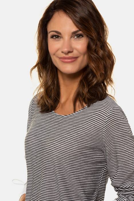Pullover, Rippstrick, Lagenoptik, Ärmel-Bindeband