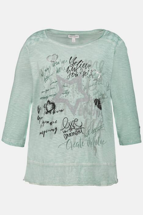 Shirt, Graffittistern, Einsätze, 3/4-Arm, Krempelriegel