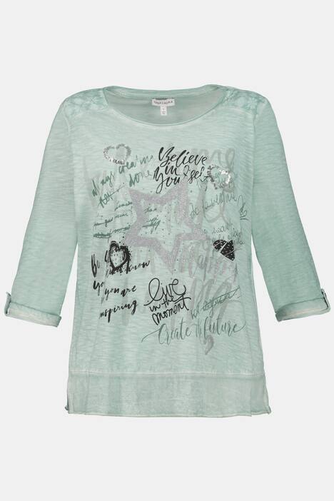 Shirt, Graffittistern, Einsätze, 3/4-Arm, Krempelriegel