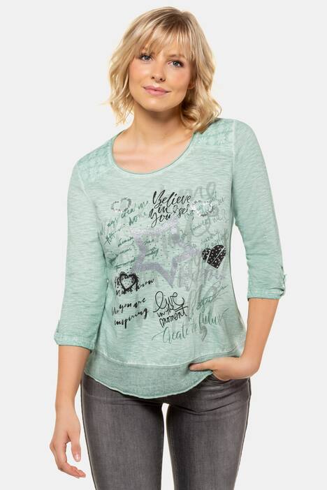 Shirt, Graffittistern, Einsätze, 3/4-Arm, Krempelriegel