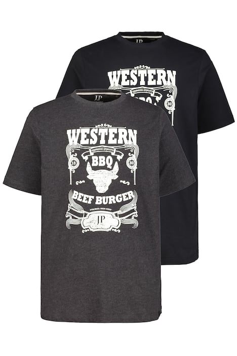 T-shirt, 2-pack, bull print/plain, short sleeve, jersey fabric