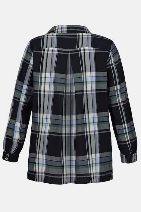 Hemdbluse, Karomuster, verdeckte Knopfleiste