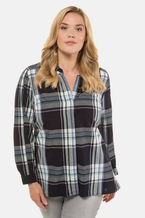 Hemdbluse, Karomuster, verdeckte Knopfleiste