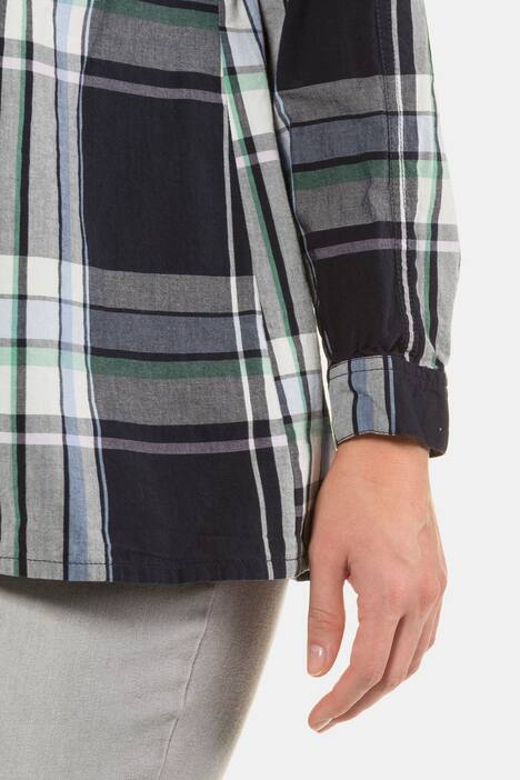 Hemdbluse, Karomuster, verdeckte Knopfleiste