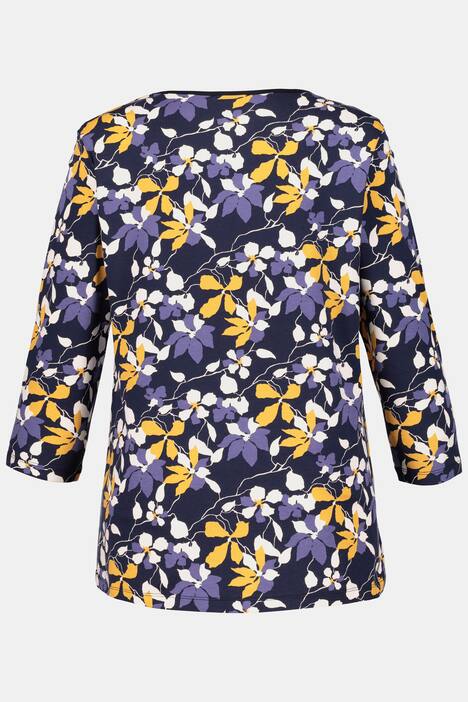 Shirt, Blütenmuster, Zierbänder, 3/4-Arm
