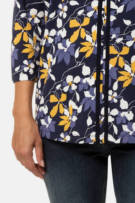 Shirt, Blütenmuster, Zierbänder, 3/4-Arm