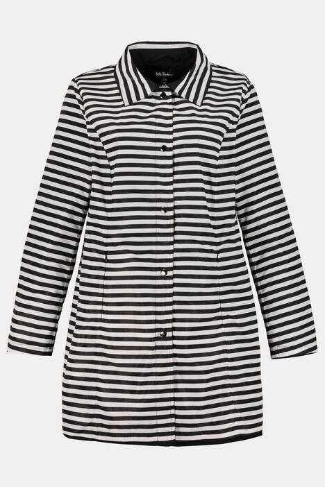 Wendejacke, längere Form, uni / schwarz-weiß gestreift