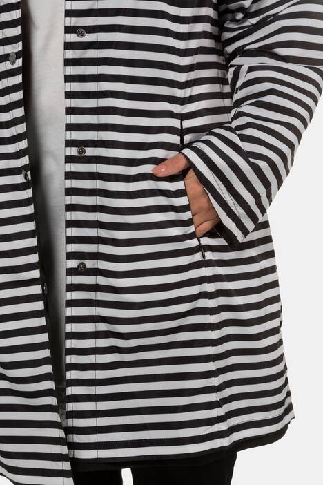 Wendejacke, längere Form, uni / schwarz-weiß gestreift