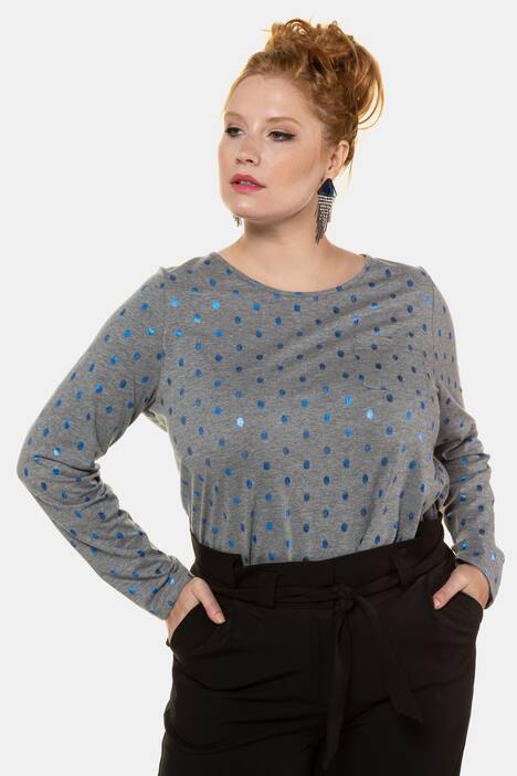Shirt, Metallic-Dots, Langarm
