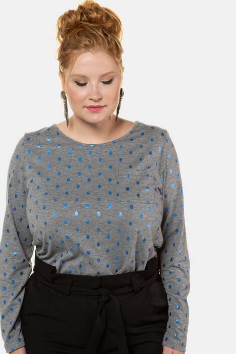 Shirt, Metallic-Dots, Langarm