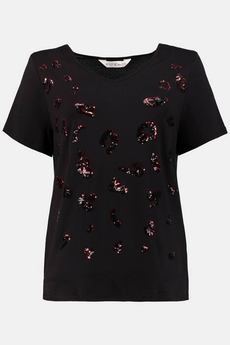 V-Shirt, Leo-Pailletten, Halbarm