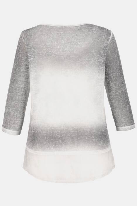 Shirt, Meshsaum, Ziersteine, 3/4-Arm, Ausbrennerjersey