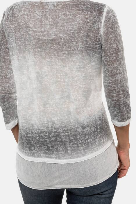 Shirt, Meshsaum, Ziersteine, 3/4-Arm, Ausbrennerjersey