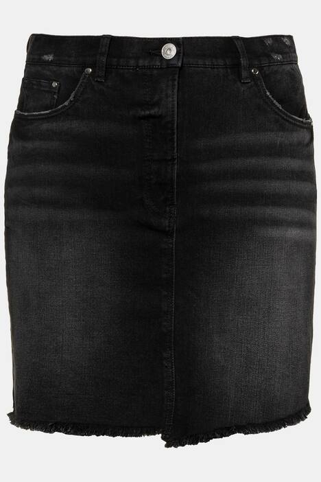 Rock, Jeans, Fransensaum, 5-Pocket, gerade