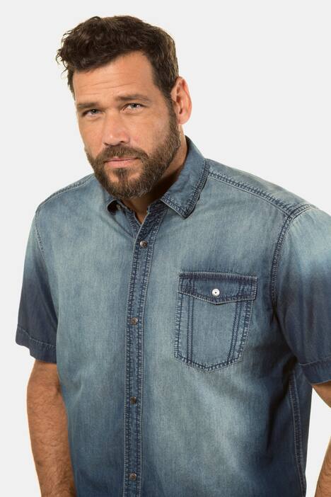 Halbarm Jeanshemd, Denim, Modern Fit, bis Gr 8XL