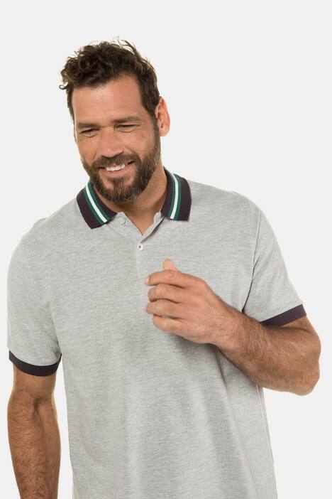Poloshirt, Piqué, Streifenkragen, Halbarm