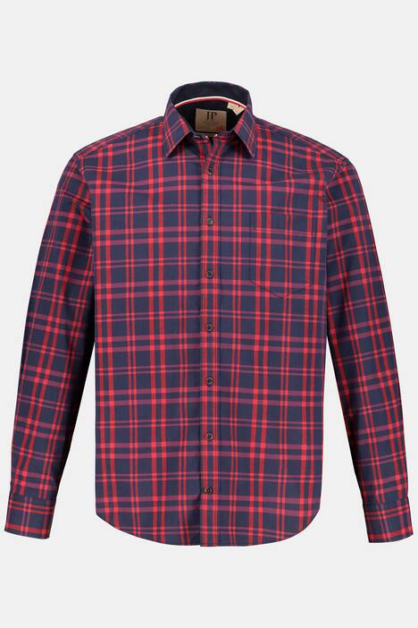 Cotton Check Kent Collar Rounded Hem Shirt
