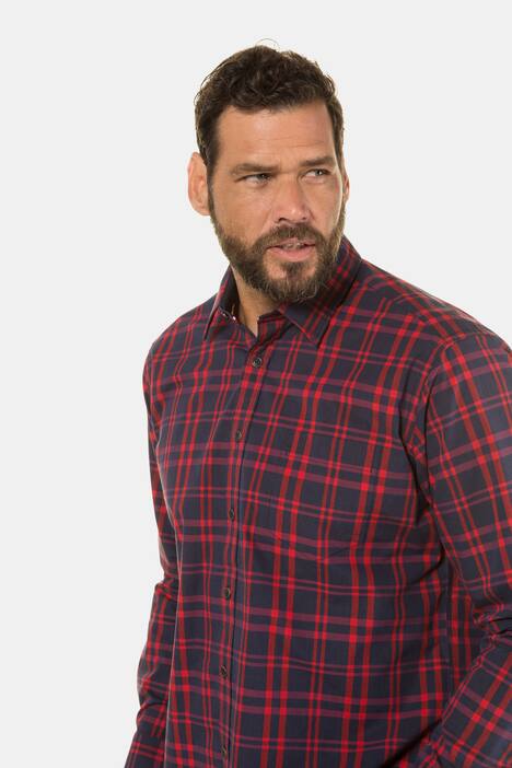 Cotton Check Kent Collar Rounded Hem Shirt