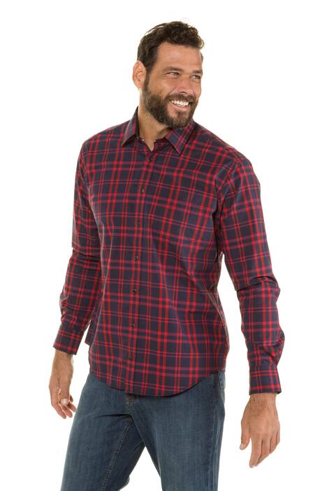 Cotton Check Kent Collar Rounded Hem Shirt