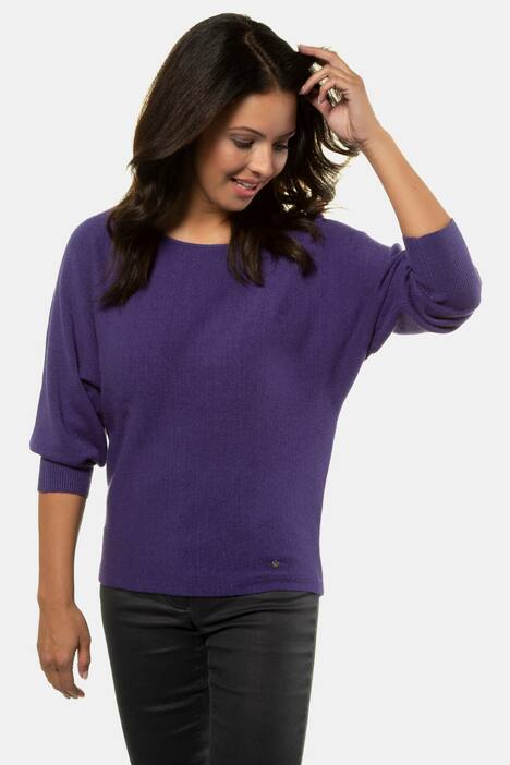 Pullover, Querstrick, Fledermausarm, U-Boot-Ausschnitt