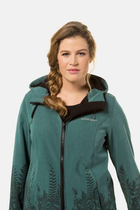 Softshelljacke, Farnmotiv, Fleecefutter, Kinnschutz