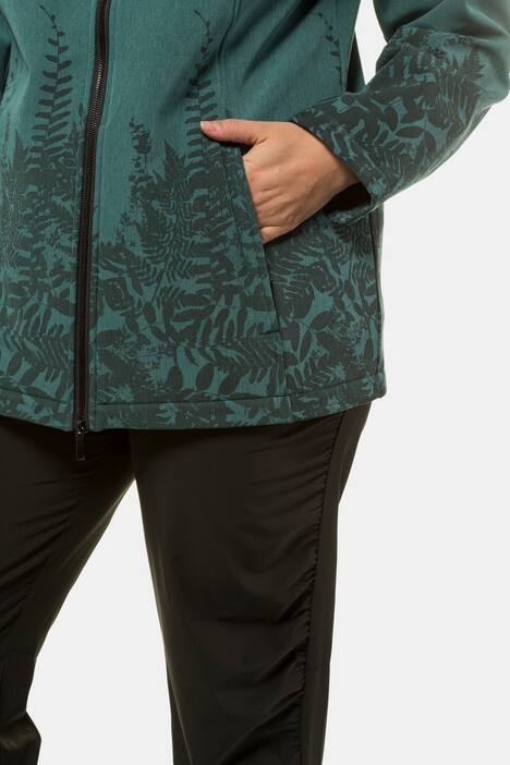 Softshelljacke, Farnmotiv, Fleecefutter, Kinnschutz