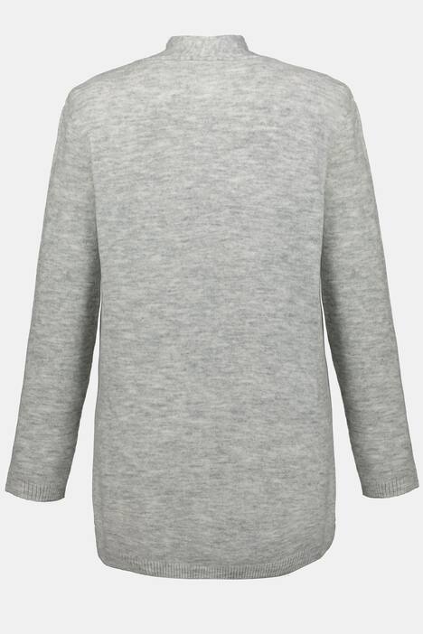Strickjacke, vorne Zopfmuster, offene Form, Kelchkragen