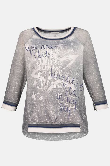 Shirt, verzierter Schriftzug, Streifenbündchen, 3/4-Arm